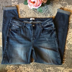 Stretch Fit Kensie Raw Hem Skinny Distressed Jeans